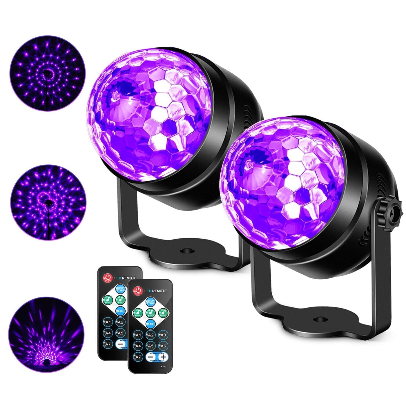 Litake UV Black Lights for Glow Party 6W LED Disco Ball Strobe Lights for Dark Party Supplies Sound Activated with Remote Control Dj Light for Halloween Xmas Birthday Party Home Decorations 2 Pack