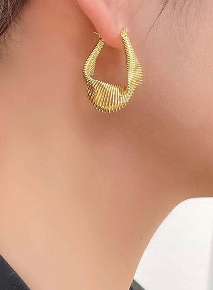 Elegant Stainless Steel Gold Plated Hoop Earrings For Women
