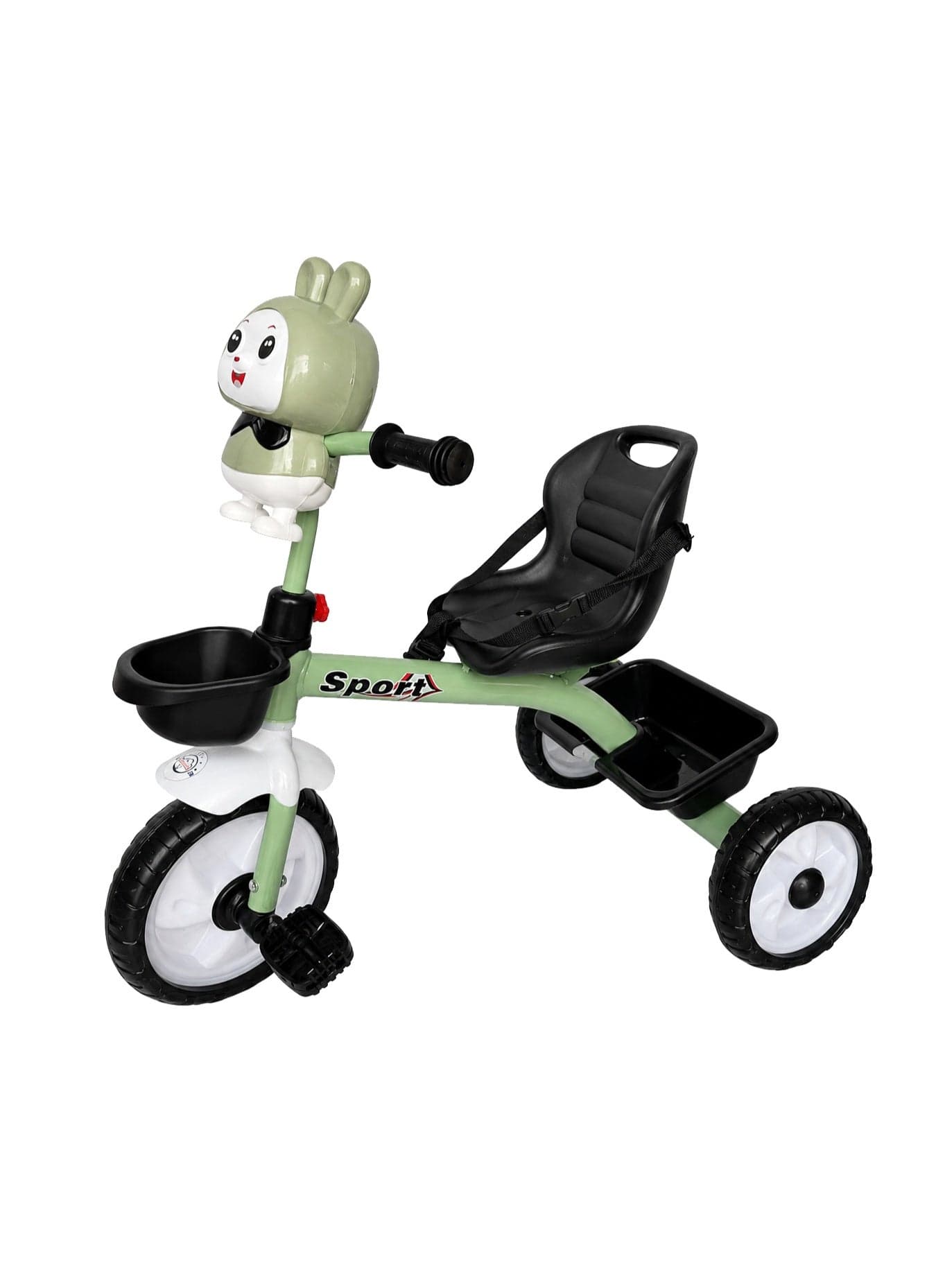 Lovely Baby Kids/Children Tricycle LB 5530 with Music & LED Lights, EVA Wheels, Front & Rear Basket, Strong Steel Frame & Comfortable Seat for Toddlers Ages 1–3 Years - Green