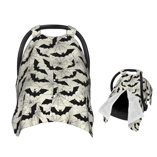 Muishi Black Bat Baby Car Seat Canopy Nursing Cover for Newborn Car Seat Breastfeeding Covers Blanket Newborn Shower Gift