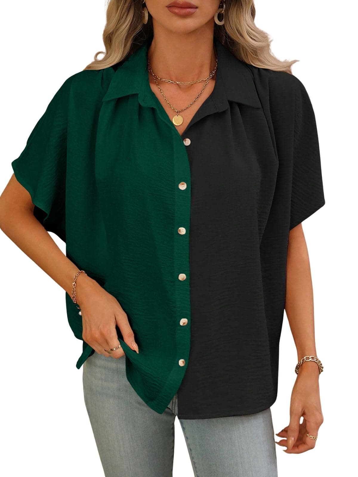 GRECIILOOKS Regular Fit Shirt for Women (GL-W1892_Black