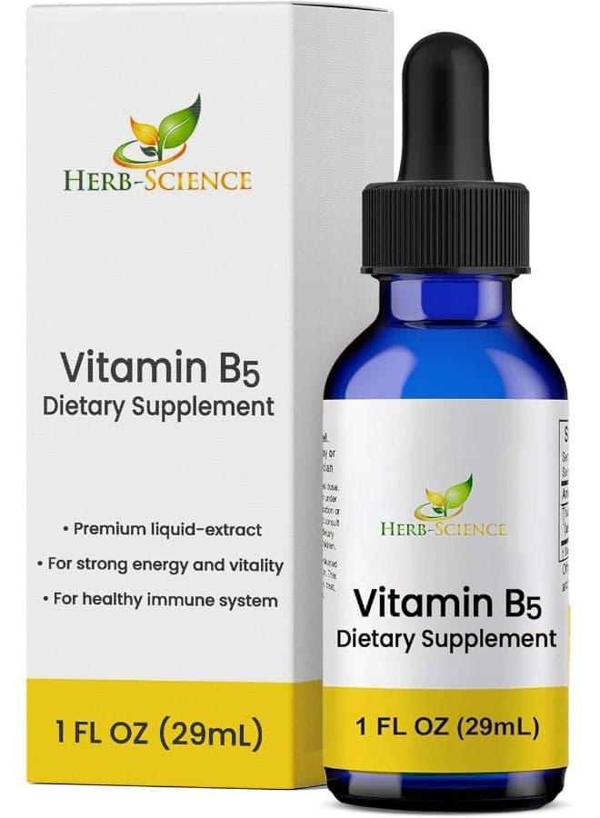 Liquid Vitamin B5 – 36 Servings – High Absorption Pantothenic Acid for Energy, Mood & Nerve Support – Vegan Non-GMO Alcohol Free – Better Than Capsules or Pills – 1 Fl Oz