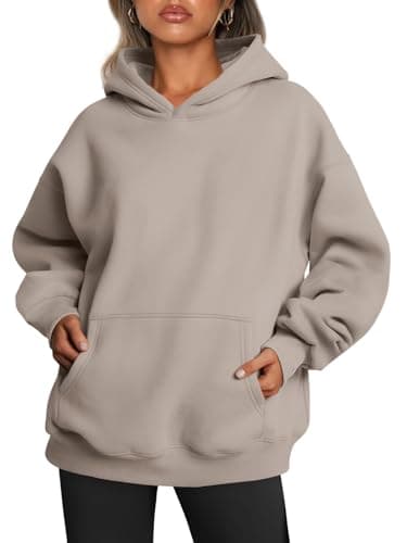 Trendy Queen Womens Plus Size Clothes Fall Fashion 2025 Oversized Hoodies Fleece Sweatshirts Pullover Winter Sweaters Coffee Grey XL