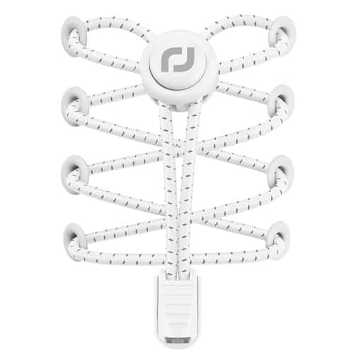 RJ-Sport Tieless Elastic Shoe Laces - Heavy Duty No Tie Shoelaces for Kids and Adult with Strong Lock and Speed Shoestrings (Number 004 - White Reflective)