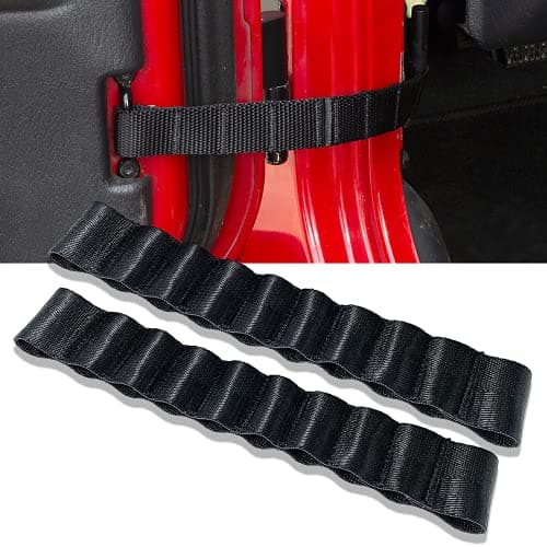Door Strap Limiting Check Strap Replacement for Jeep Wrangler TJ JK JL CJ YJ JKU Unlimited Accessories Heavy Duty Strong Adjustable limiting Door straps Load 1000 Lb Black