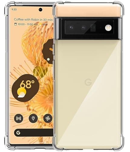 USTIYA Case for Google Pixel 6 Pro Clear TPU Four Corners Protective Cover Transparent Soft funda