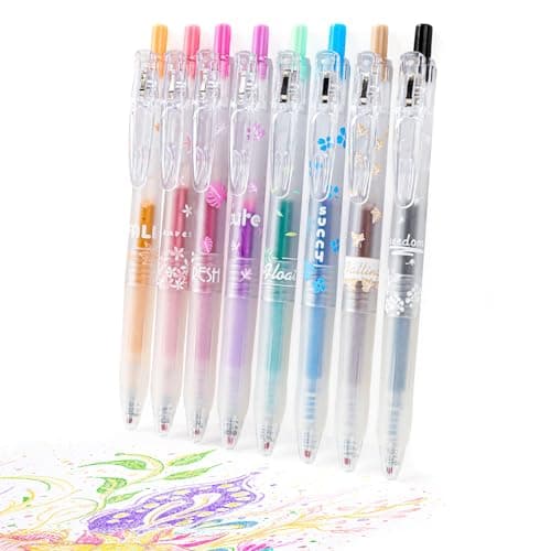 HANKU Glitter Gel Pens 8Color Cute Glitter Pens for Girls and Adult Coloring Journaling Scrapbooking Drawing DIY Crafts 07mm Retractable Sparkle Pen for School Art Supplies Set of 8B