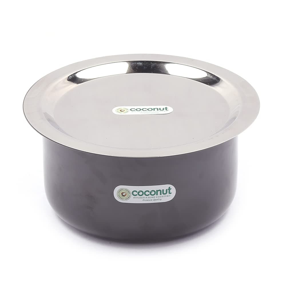Coconut Hard Anodised Tope/Patila for Cook and Serve with SS Lid and Gas Stove & Induction Base Top Compatible - 1 Unit - Capacity - 2 Litre (Dimension - 20Cm)