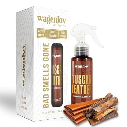 Wagenlov Tuscan Leather, Odour Eliminator For Car, Home, Office | Patented Japanese Molecule Formula | Removes Stubborn Bad Smells | Long-Lasting Luxury Car Perfume |100ml | Ideal Gift For Car Owner