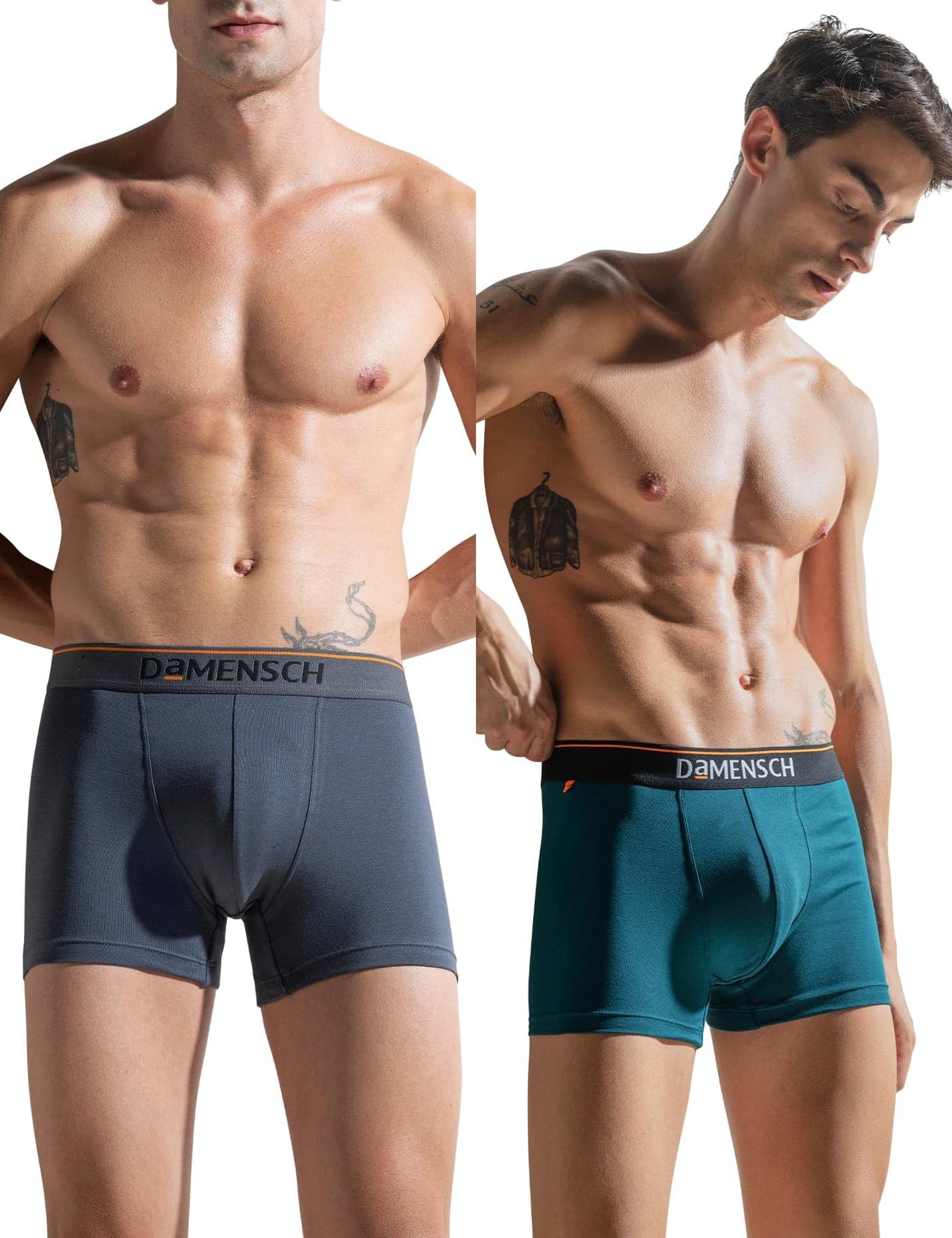 DAMENSCH Regular Fit Solid Cotton Blend Trunk Underwear Anti-Bacterial Moisture Wicking Breathable Microfibre Waistband Deo-Cotton Trunks for Men-Charcoal Dust,Teal Trust-XL