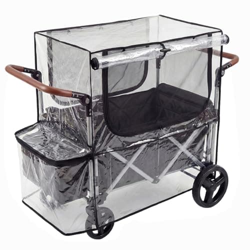 Fiwochic Big Size Rain Cover and Mosquito Net 2in1 for Wagon Stroller and Trolley Cart, Rain & Wind Canopy with Window for Camping and Sporting Events, Wagon Stroller Accessories (Cart Not Included)