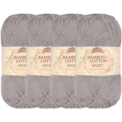 JubileeYarn Bamboo Cotton Sport Yarn 50gSkein Smoky Sky 4 Skeins