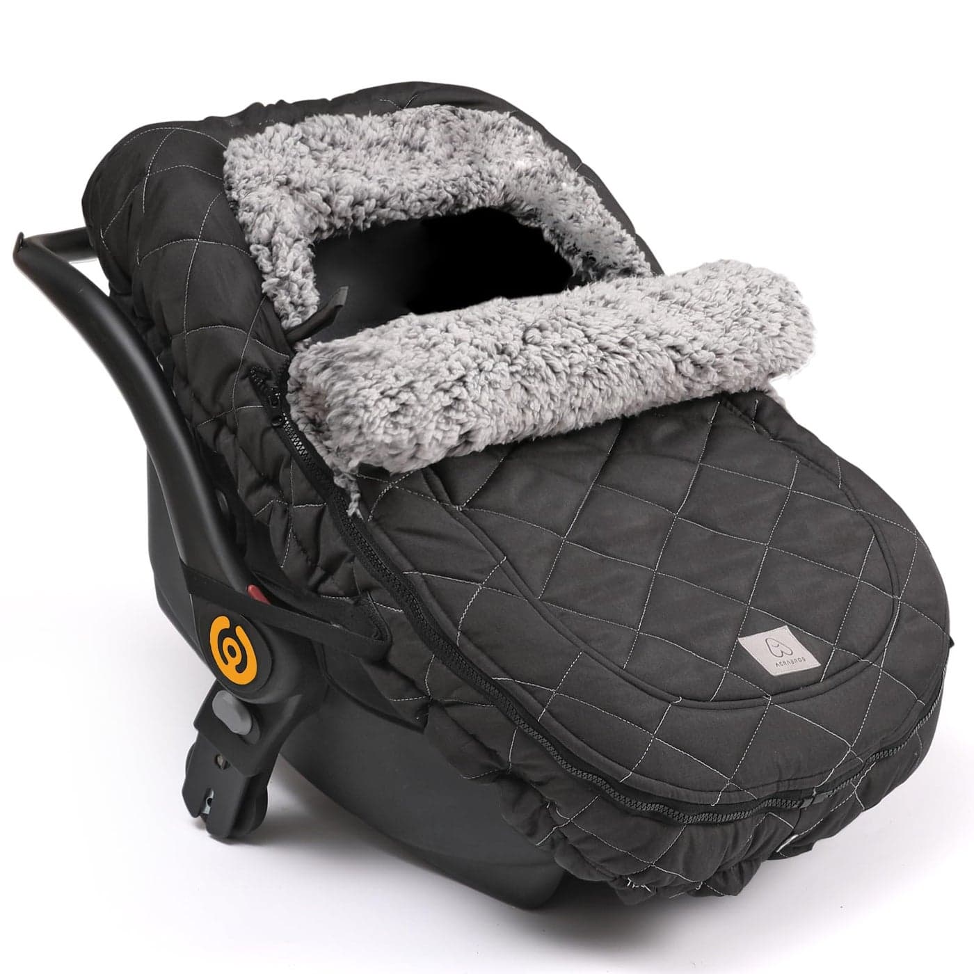 ACRABROS Car Seat Cover Baby Winter Infant Carseat Canopy for Boy Girl Newborn Zipper Peeping Window Warm Cozy Cold Weather Waterproof Fitted Black