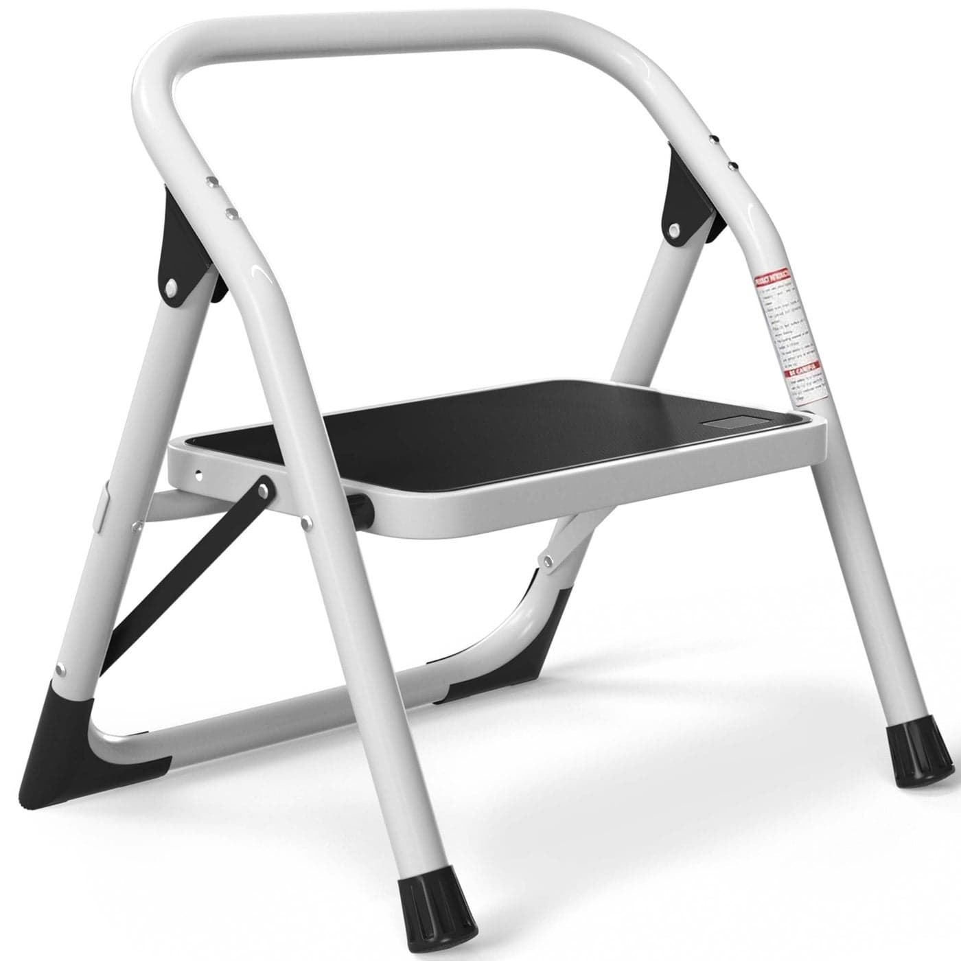 SOLADDER 1Step Ladder Folding Step Stool with AntiSlip Sturdy and Wide Pedal Stepladder MultiUse for Home and Kitchen Space Saving White