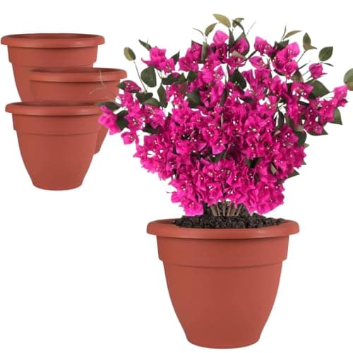 DEVICE OF URBAN INFOTECH 18 Inch Plastic Planters Big Size Flower Pot Stylish Indoor Outdoor Gamla Maroon Finished Plant Containers for Garden Nursery Home Decor (Pack of 4)