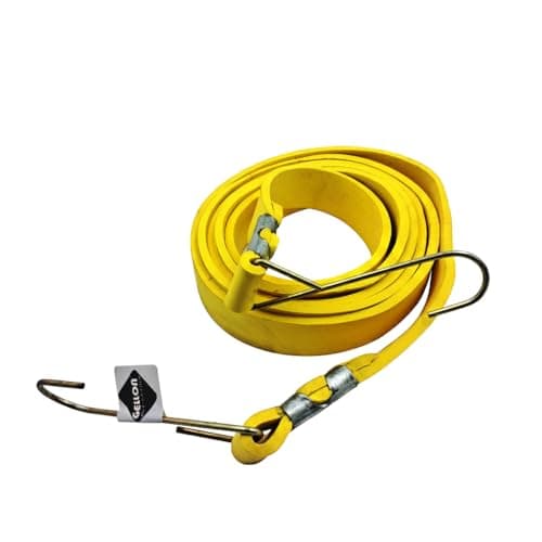 Gellon 6.5 Feet Long & 1 Inch Wide Thick Strip Bungee Cord with Steel Hook Stretched Up to 10 Feet/Shock Cord Luggage Tying Rope Pack of 1