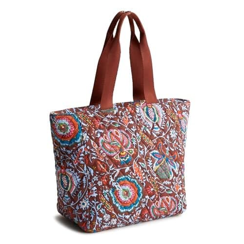 Vera Bradley Women's Premium Cotton Lunch Tote, Marrakesh Cinnamon, One Size
