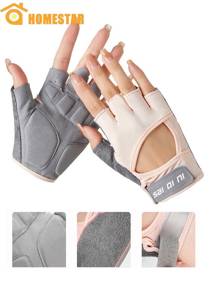 Gym Hand Gloves with Anti-skid and Wear-resistant, Comfortable Exercise Gloves, Breathable Gym Gloves, Weight Lifting Gloves, Pink