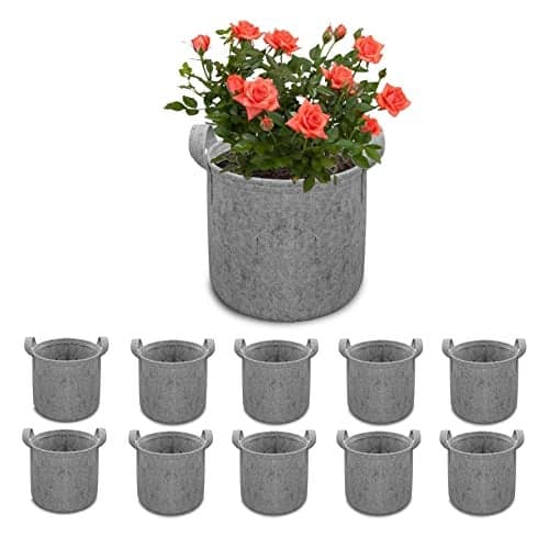 HIPPO 10 Pack Grow Bag Heavy Duty 400G Thickened Non-Woven Fabric Plant Growing Pot for Outdoor Garden (Grey || 6INX8IN)