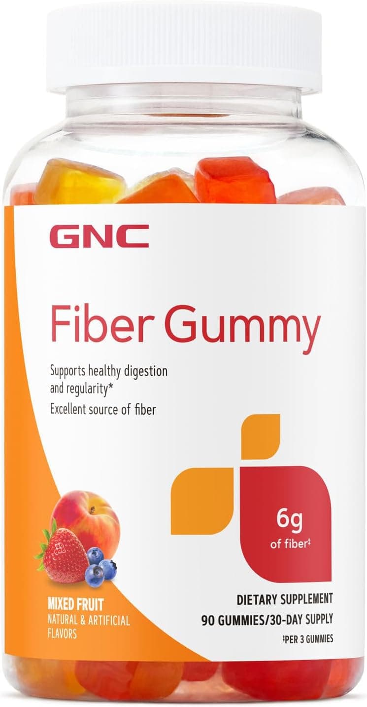 GNC Fiber 6g Gummy Supports Healthy Digestion Regularity Mixed Fruit 90 Count