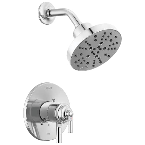 Delta Faucet Saylor 17 Series Chrome Shower Valve Trim Kit with H2Okinetic Shower Head Delta Shower System Shower Faucet Set Shower Head and Handle Set Chrome T17235 Valve Not Included