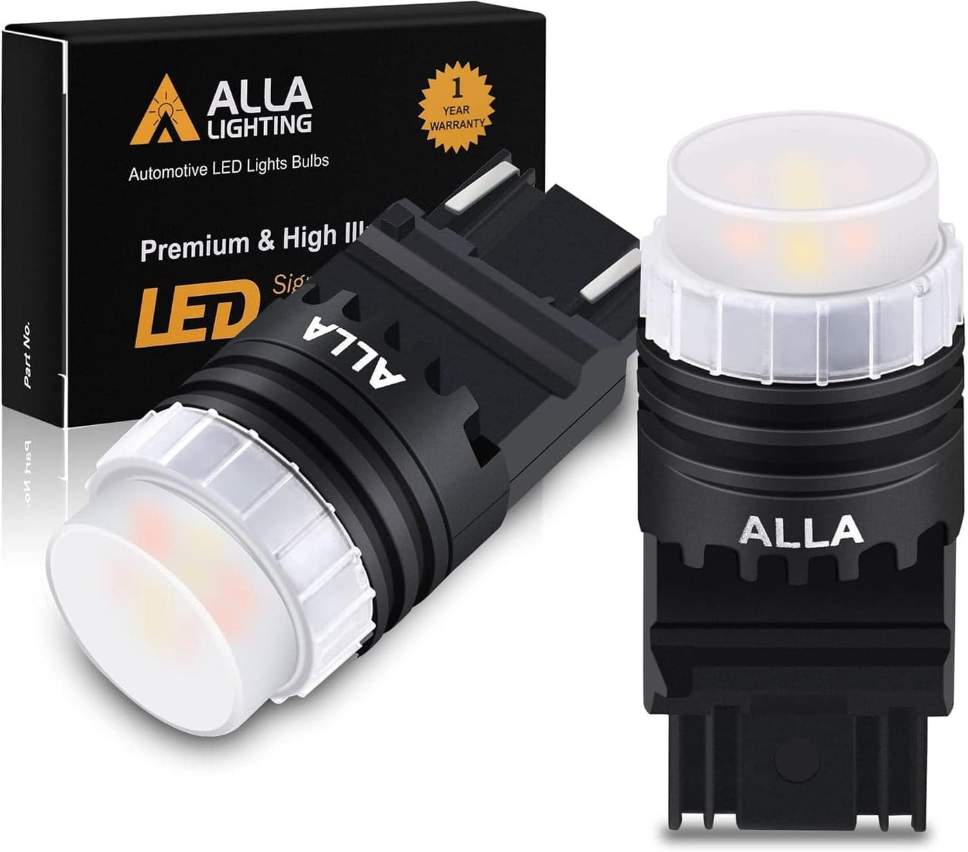 Alla Lighting Mini Super Bright 4257 4257NA LED Switchback Bulbs - Dual Color 6000K White/Amber Yellow