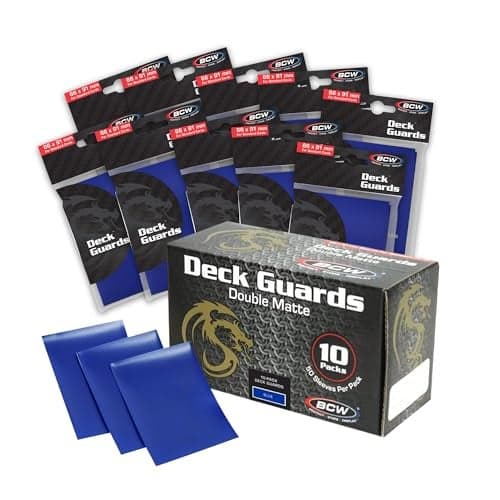 BCW Deck Guard Double Matte Card Sleeves 500 Count Box 10 Packs of 50 Sleeves AcidFree No PVC Fits 25 x 35 Game Cards Archival Safe Sleeves for Card Protection Blue