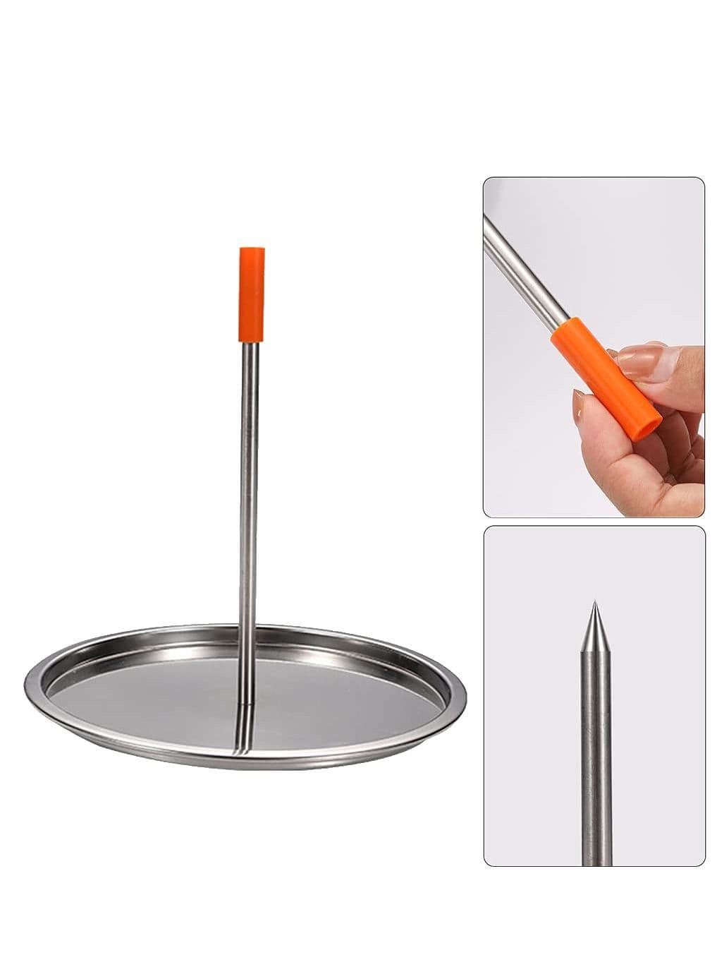 BBQ Vertical Skewer Grill, Stainless Steel Barbecue Spit Chicken Rack Roaster, Charcoal r Grill Roasting Stand, Grilling Meat for Kebab