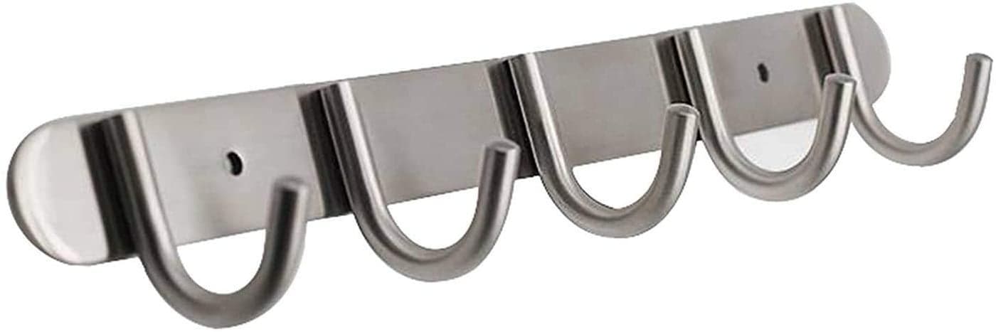 Indian Decor 31605 Premium Modern Wall Mounted Coat Rack with 5 Round Hooks Ultra Durable with Solid Steel Construction Brushed Stainless Steel Finish Super Easy Installation