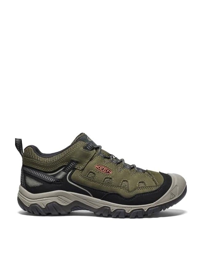 KEEN Men's Targhee 4 Vent Durable Breathable Hiking Shoes, Dark Olive/Gold Flame, 8.5