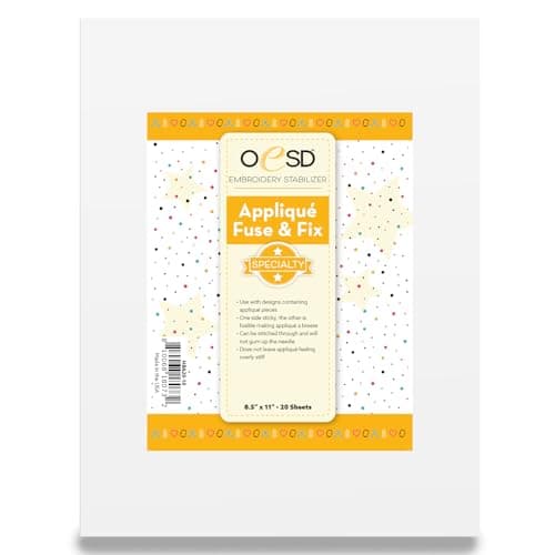 OESD Applique Fuse and Fix Backing 8.5" x 11" - 20 Sheets