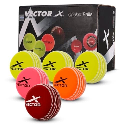 Vector X Swing PVC Cricket Practice Wind Ball Set for Indoor/Outdoor Play Street, Beach, All Age Groups, Teams, Schools, Clubs and Individual Players (Heavy Weight) Pack of 6 Multicolour Balls