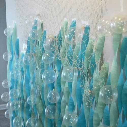 Gejoy 155 Pcs Under the Sea Party Decortion Clear Bubble Birthday Decor Mermaid Decoration with 5 8 11 Inch Bubble Ball Inflator Fishing Net and Line Ribbon Ocean Decor for Birthday PartyBlue