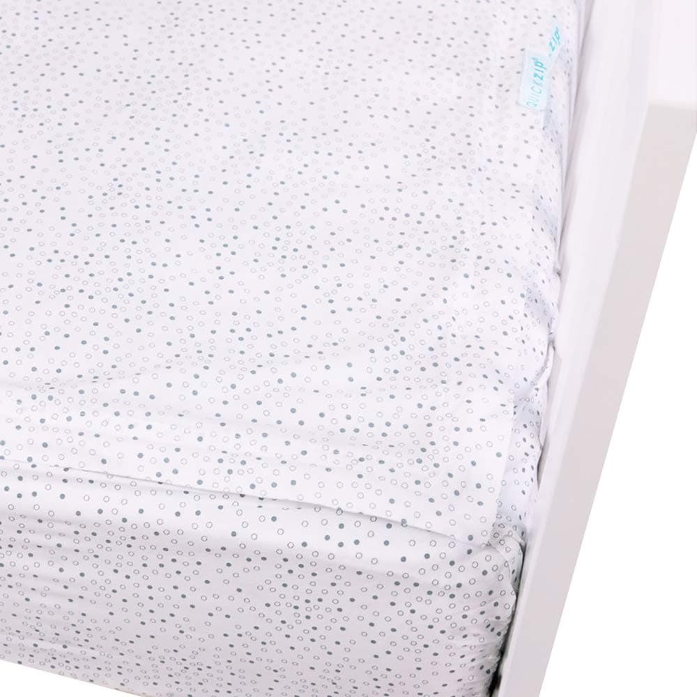QuickZip Easy Change Crib Sheet with Wraparound Total Security Base Gray Dot