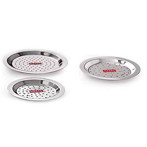 HAZEL Stainless Steel Cover Lid with Holes| Steel Cover Lids For Utensils |Steel Cover Hole Chiba for Tope, Kadhai, Pan, Pots, Set of 3