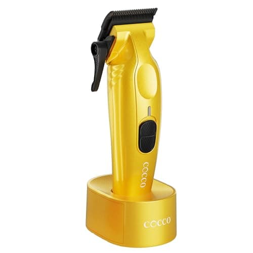 Cocco Hyper Veloce Pro Clipper, Digital Gap Ambassador Graphene Taper Blade Professional Hair Clippers, High-Torque BLDC Motor, All-Metal, Cordless, Charging Station Included, Yellow