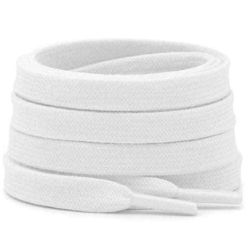 DELELE 2 Pair 55 inch Flat Shoe Laces for Athletic Running Sneakers Shoes White