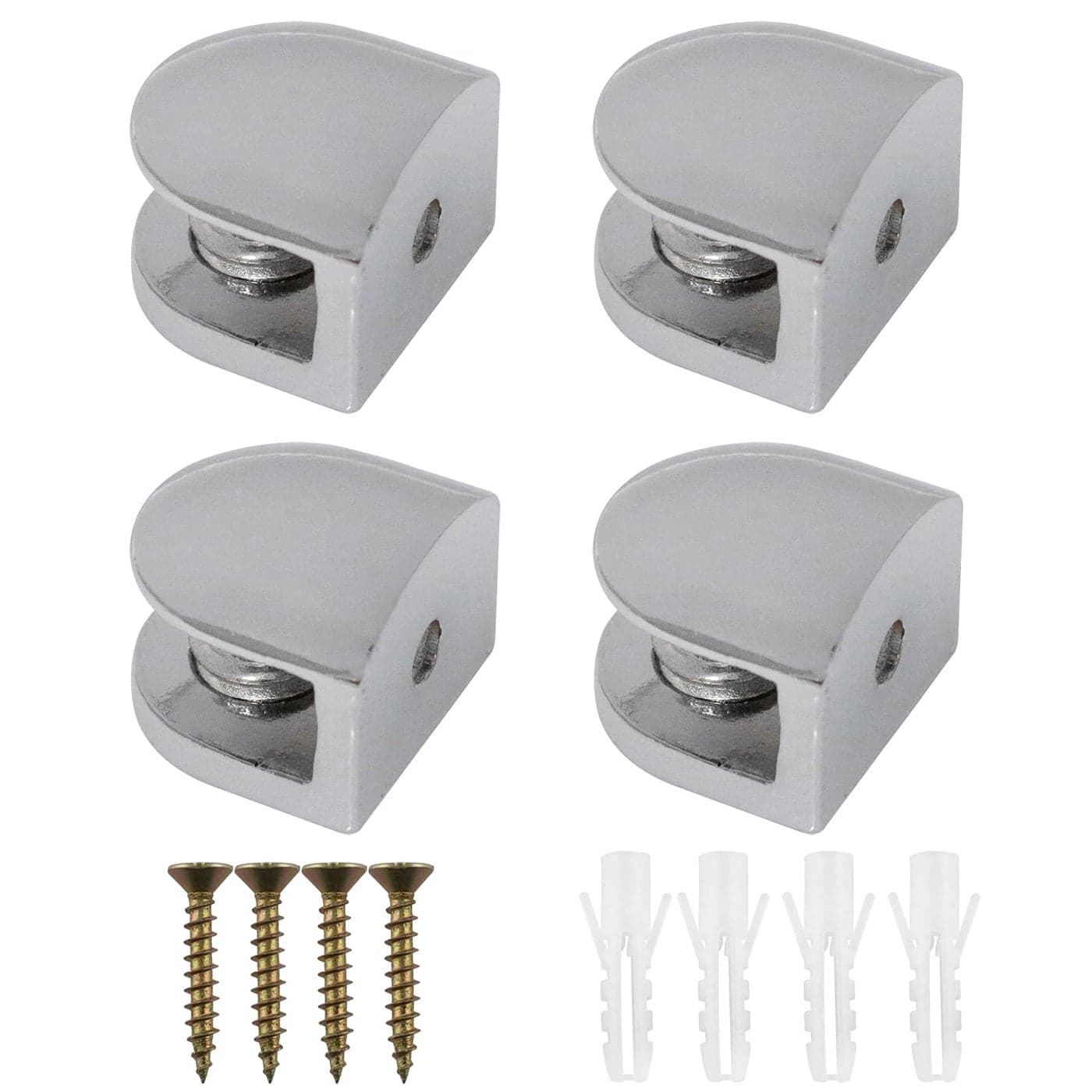 CHENJIN 4PCS Adjustable Frameless Rectangle Glass Shelf Holders Support Mirror Bracket Clamps Shelf Clip with Screws and Anchors for 38mm Glass Acrylic Wood