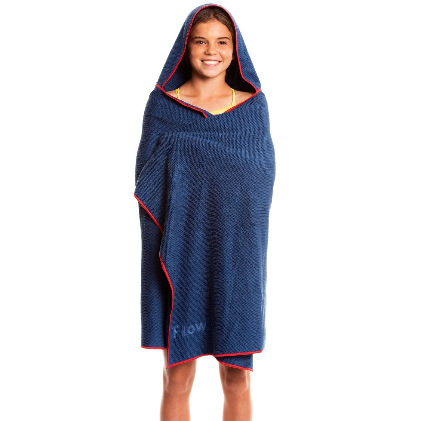Flow Quick Dry Swim Towel with Hood Microfiber Hooded Towel for Competitive Swimming and Other Water Sports Navy