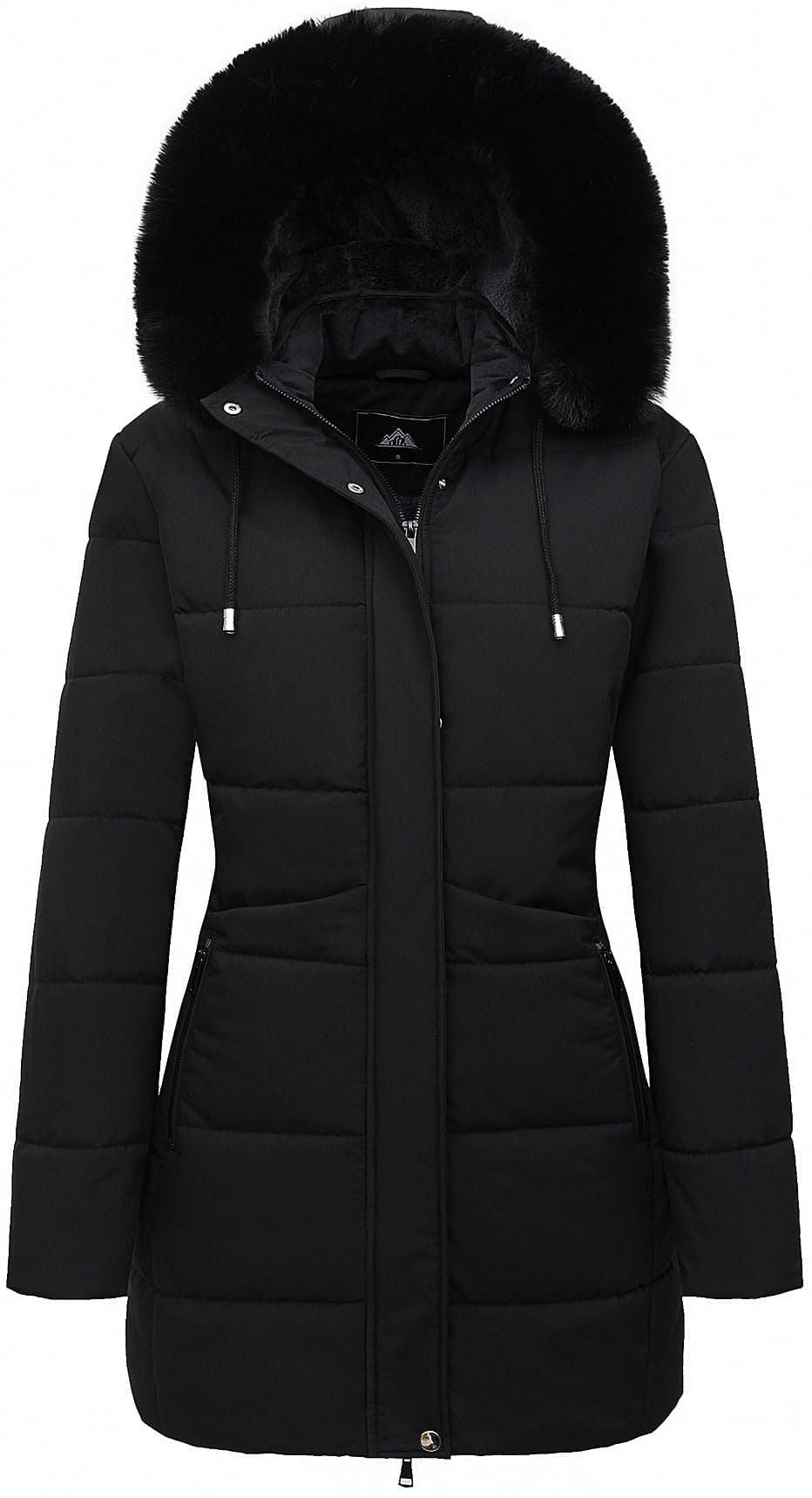 MOERDENG Womens Winter Puffer Coat Thicken Fleece Lined Down Jacket Waterproof Faux Fur Detachable Hooded Parka