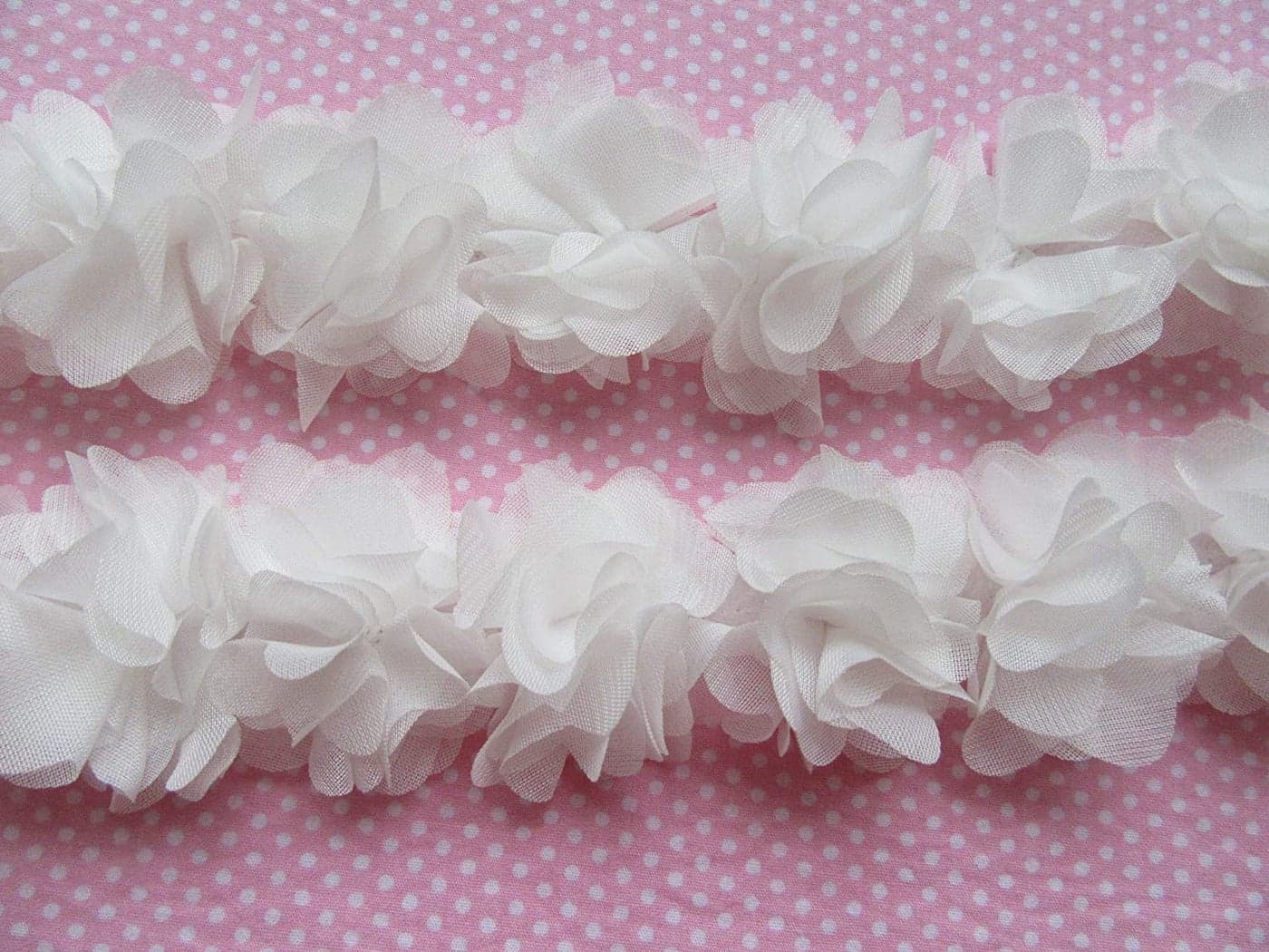 YYCRAFT 45 Yards 2 3D Thick Chiffon Flower Lace Trims Bridal Bouquets Cluster Flower DIY SewingWhite