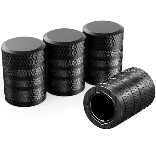4Piece Black Anodized AluminumPlastic Composite Tire Valve Stem Caps with Integrated Plastic SleeveCorrosionResistant and Universal FitSuitable for Cars Trucks and MotorcyclesBlack