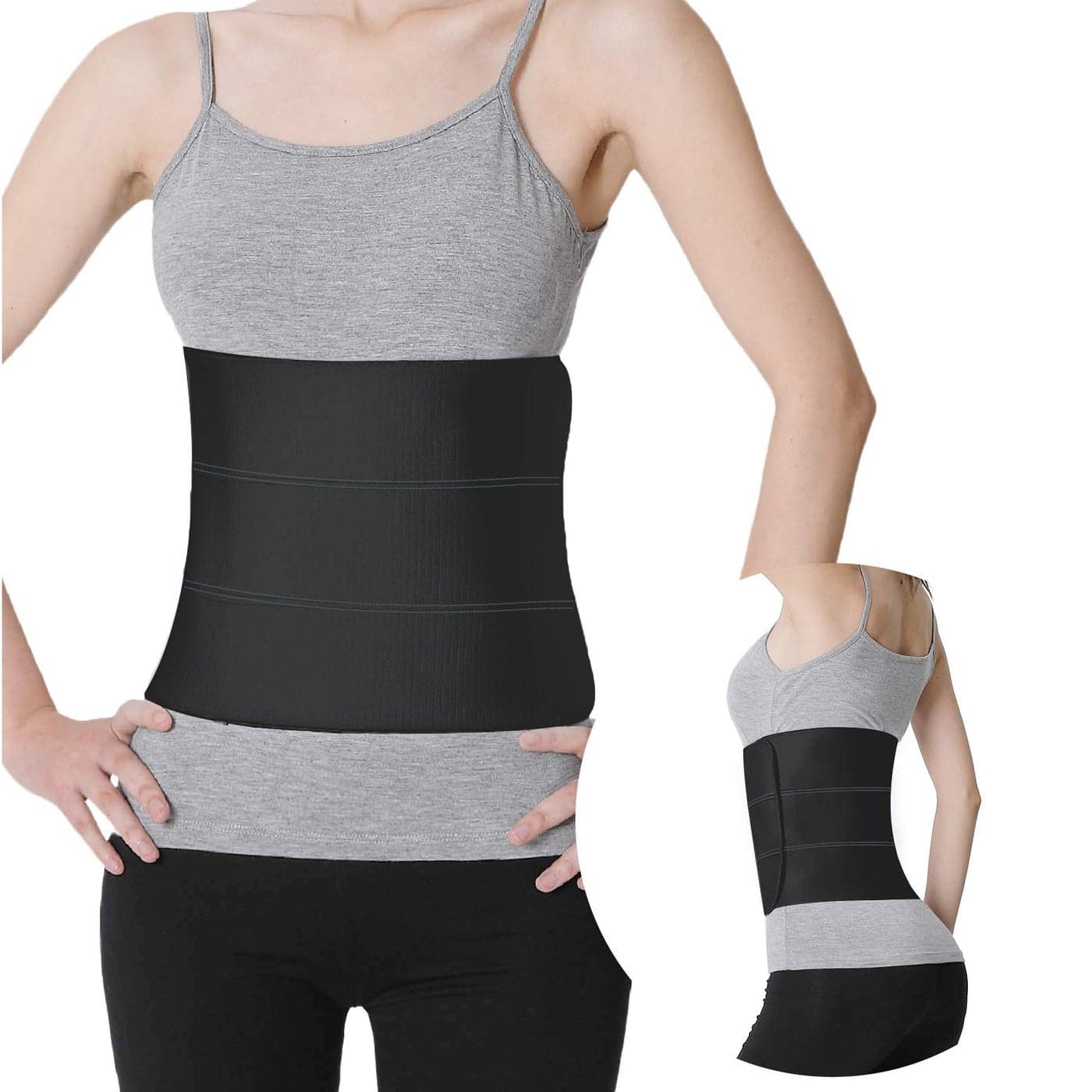 S Abdominal Binder Post Surgery Elastic Waist Band for Stomach Support Compression Bariatric Tummy Tuck Latexfree Breathable Belly Wrap Hernia Belt 30 45 3 PANEL 9 High BLACK