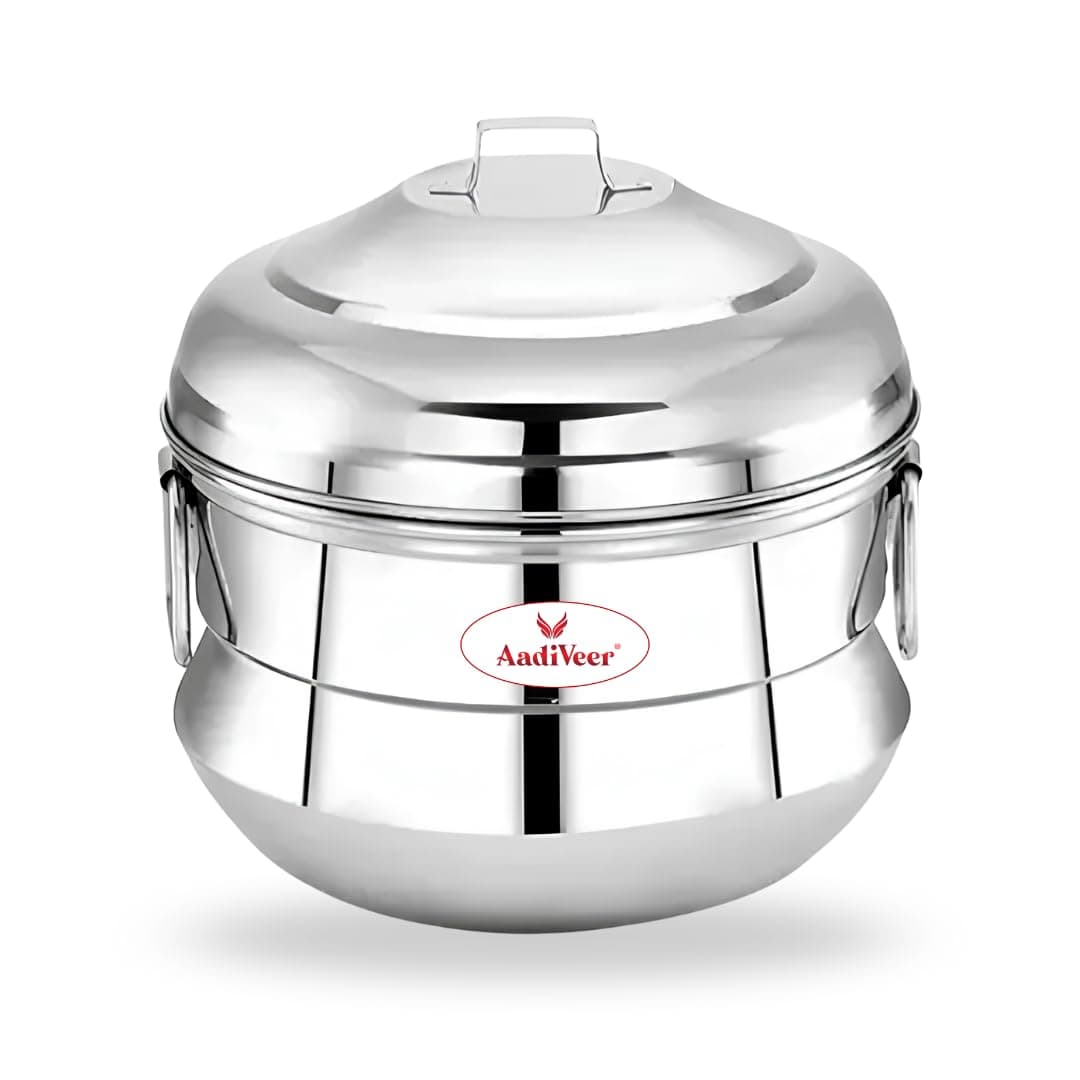 AadiVeer Stainless Steel Idly CookerIdly MakerIdly Pot With 2 Idli Plates 9 Idlies Gas Stove Induction Compatible Dia 215cm