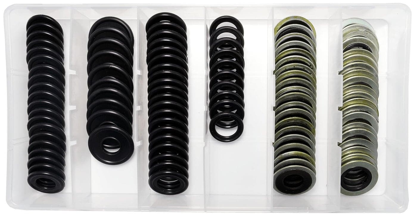 Dsnaduo 100PCS 6 Sizes Engine Oil Drain Plug Gaskets, Washer Assortment Kits Replace 097-836CD, F5TZ-6734-BA, 097-119, 097-115, 097-139, 097-146, 097-021, 097-025 Fit M12, M14, 1/2, M12, M12 So