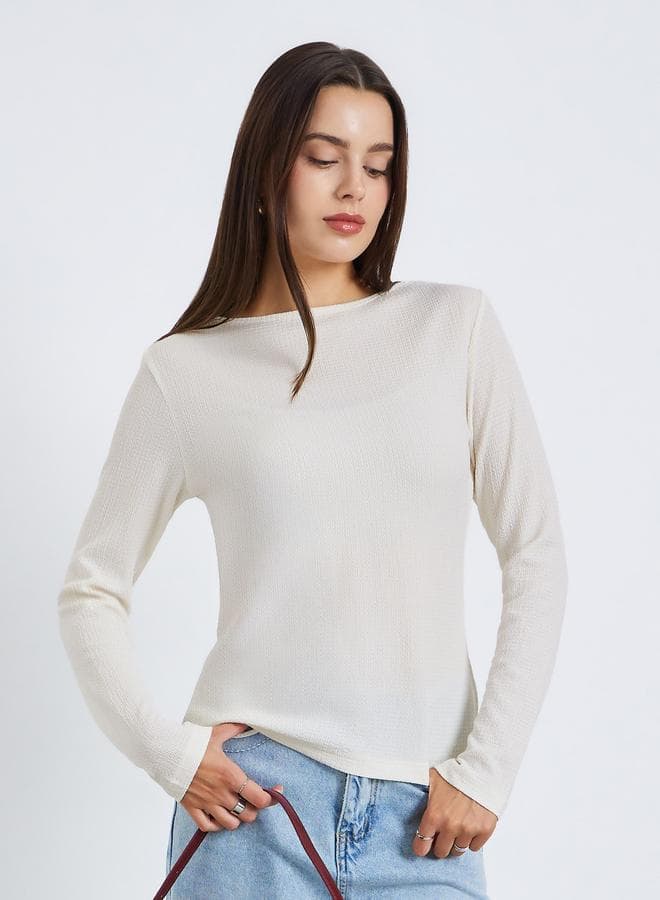 Women Cream Long Sleeve Knit Top