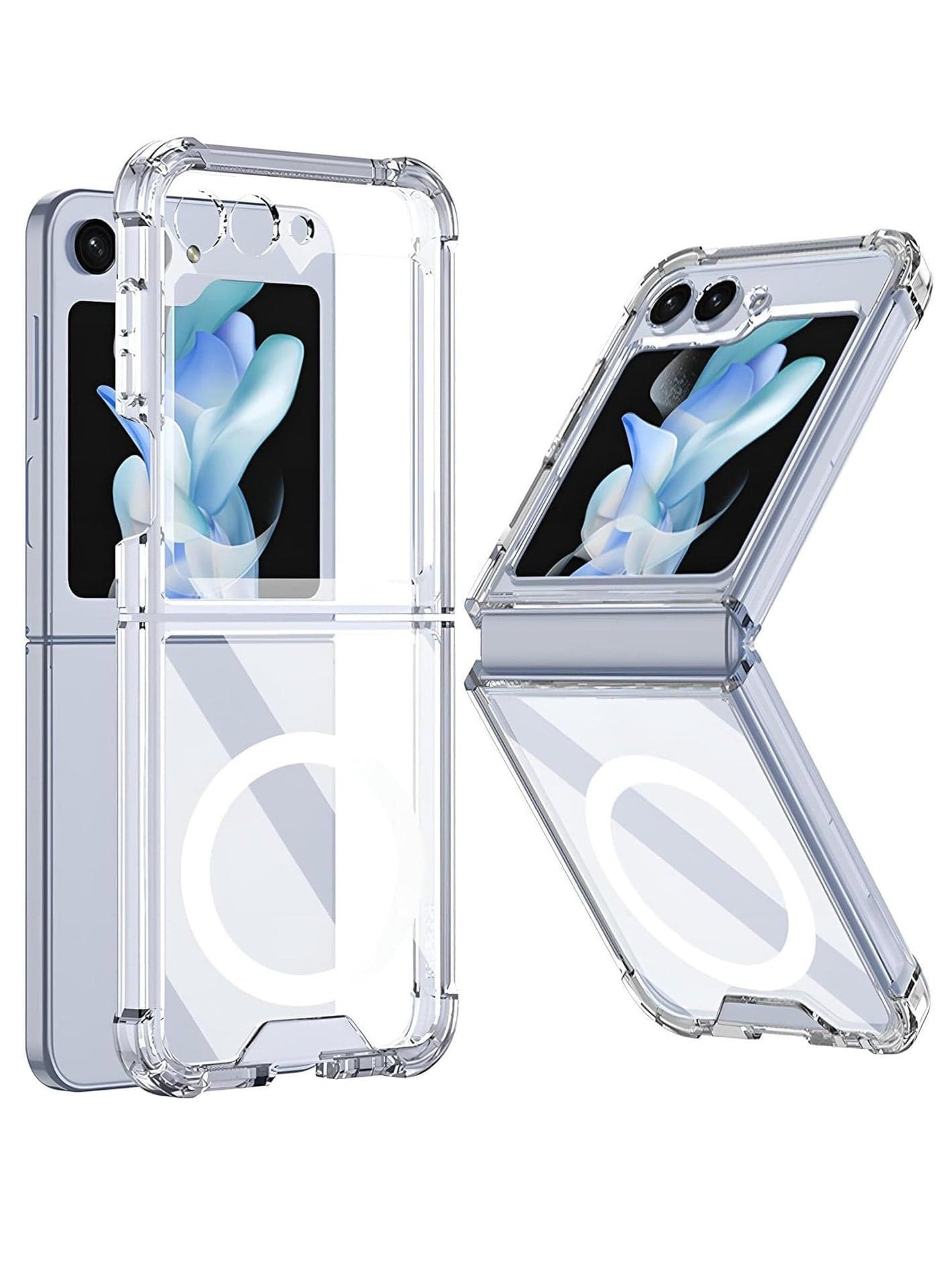 CLEAR MAGNETIC CASE FOR SAMSUNG GALAXY Z FLIP 5 | SLIM THIN SHOCKPROOF COVER WITH MAGSAFE SUPPORT & WIRELESS CHARGING COMPATIBILITY