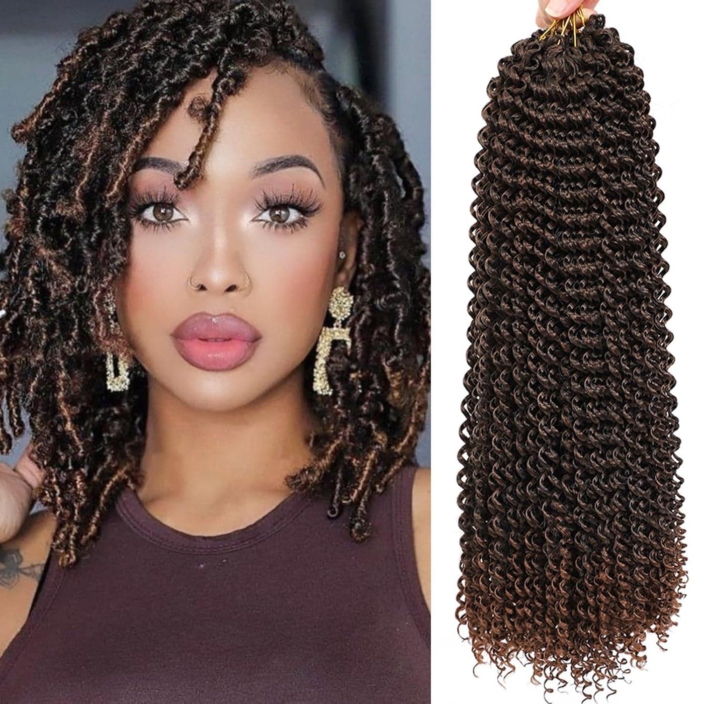 Passion Twist Hair 14 Inch 7 Packs Water Wave Crochet Hair Black Wrap Braiding Hair For Passion Twist Crochet HairButterfly LocsSpring Twist Crochet Braids Boho Hair Extension 14 Inch T1B30
