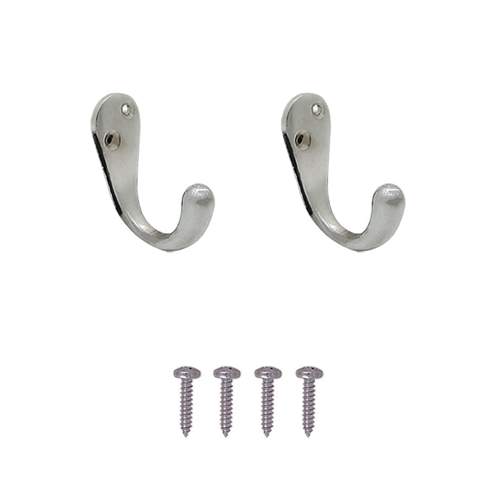 VOLO Chrome Finish Single Alloy JackJ Hook Wall Mounted Coat Hooks for HomeOfficeWardrobe 2 Pcs