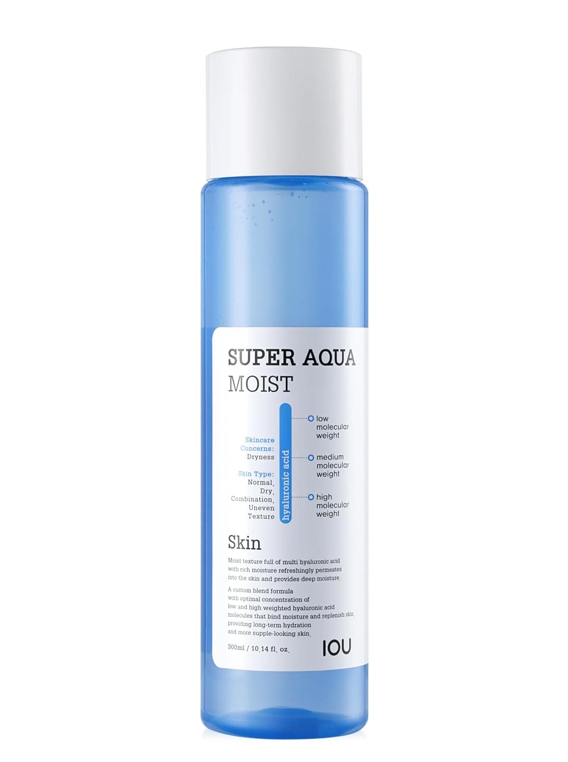 WELCOS IOU Super Aqua Moist Skin Intensive Moisturizing Toner for LongLasting Hydration Soothing Nourishing with Hyaluronic Acid Hydrating Bomb Korean Skin Care 300ml 1014 Fl oz
